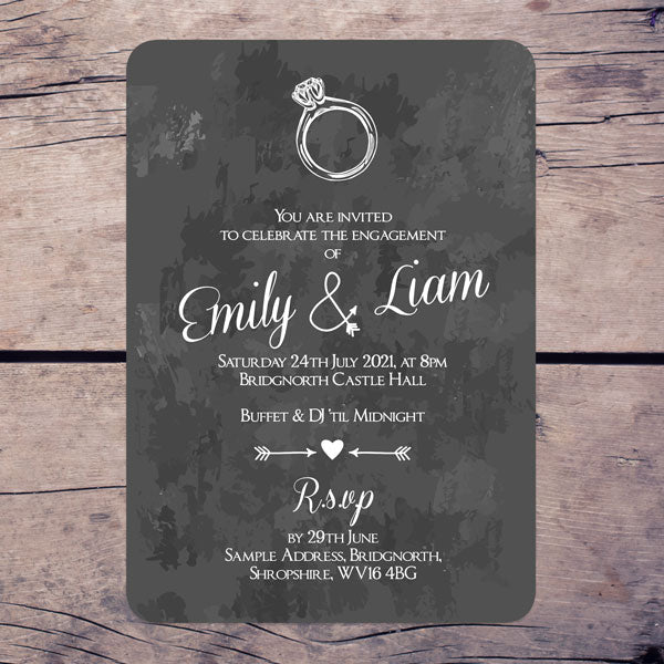 Engagement Party Invitations - Chalkboard Diamond Ring