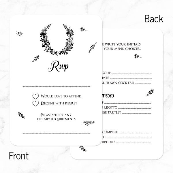 Boho Chalkboard Flowers - Wedding RSVP Cards