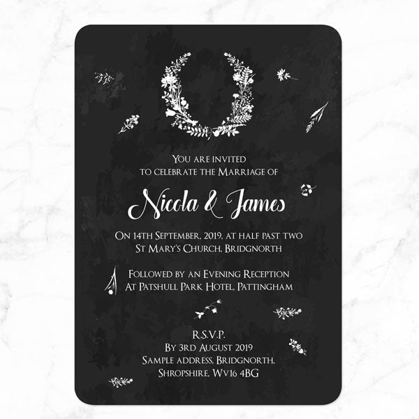 Boho Chalkboard Flowers - Wedding Invitations