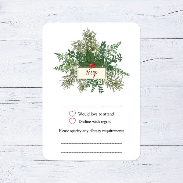 Festive Winter Woodland - Boutique Wedding Invitation & RSVP