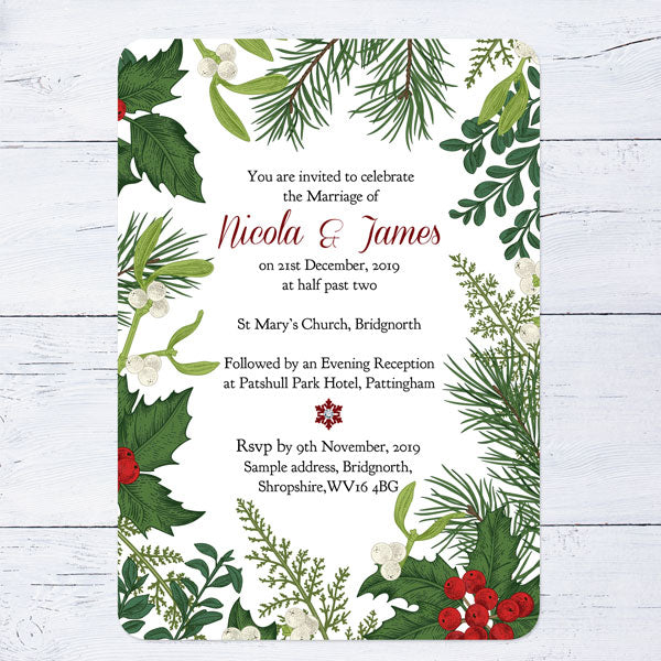 Festive Winter Woodland - Boutique Wedding Invitation & RSVP