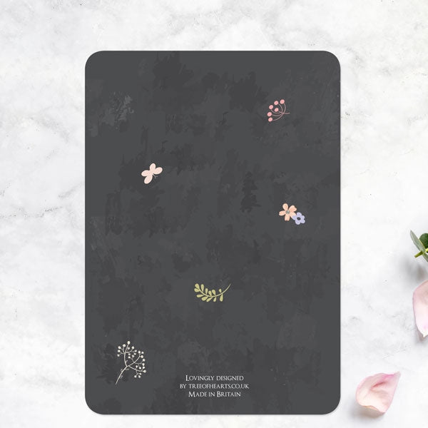 Pastel Chalkboard Flowers - Boutique Wedding Invitation & RSVP