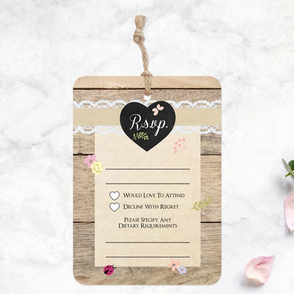 Pastel Chalkboard Flowers - Boutique Wedding Invitation & RSVP