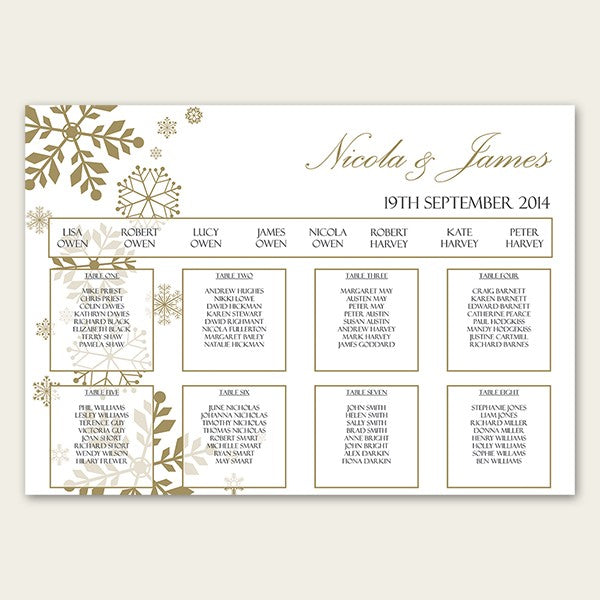 Falling Snowflakes - Table Plan