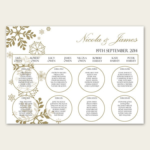 Falling Snowflakes - Table Plan