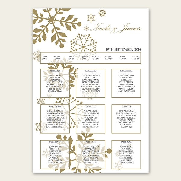 Falling Snowflakes - Table Plan