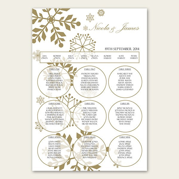 Falling Snowflakes - Table Plan