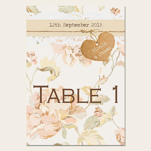 Shabby Chic Flowers - Table Name/Number