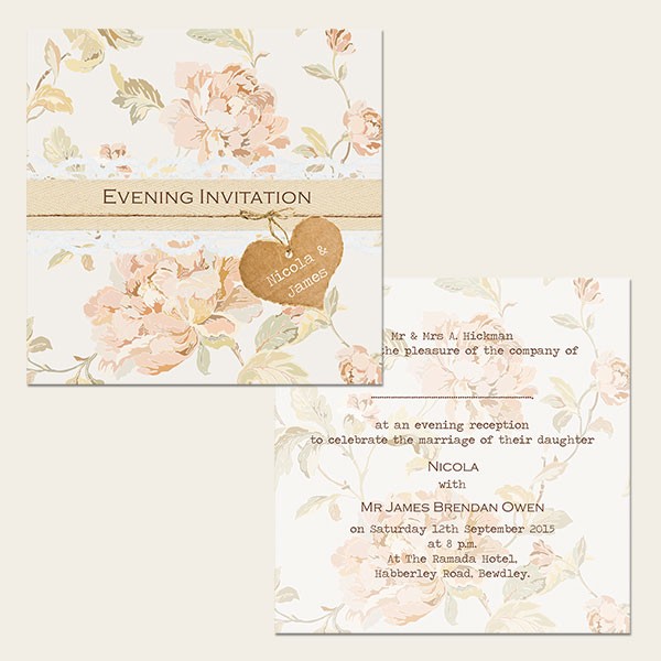 Shabby Chic Flowers - Evening Invitations