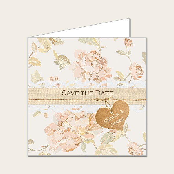 Shabby Chic Flowers - Save the Date Cards