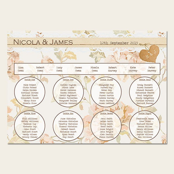 Shabby Chic Flowers - Table Plan