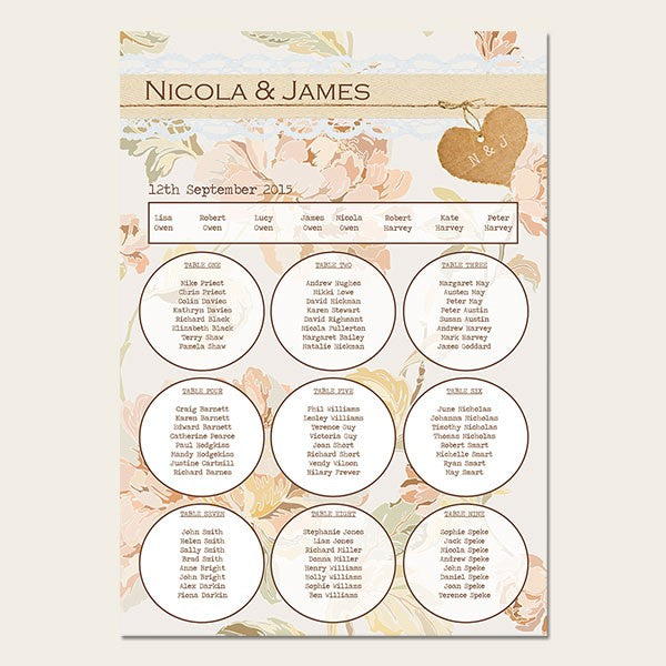 Shabby Chic Flowers - Table Plan