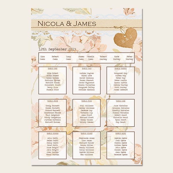 Shabby Chic Flowers - Table Plan