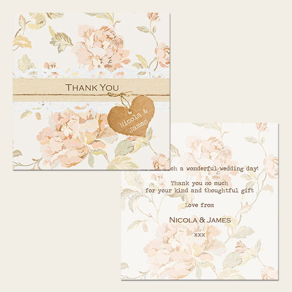 Shabby Chic Flowers - Wedding Thank You Cards