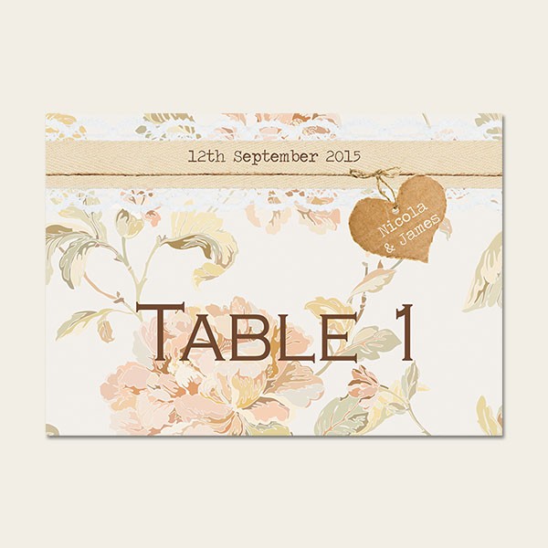 Shabby Chic Flowers - Table Name/Number