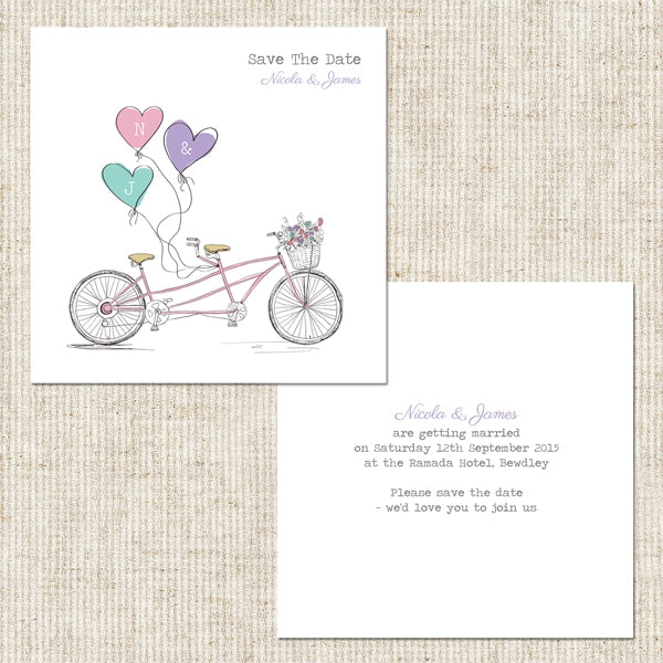 Vintage Tandem Save the Date Cards