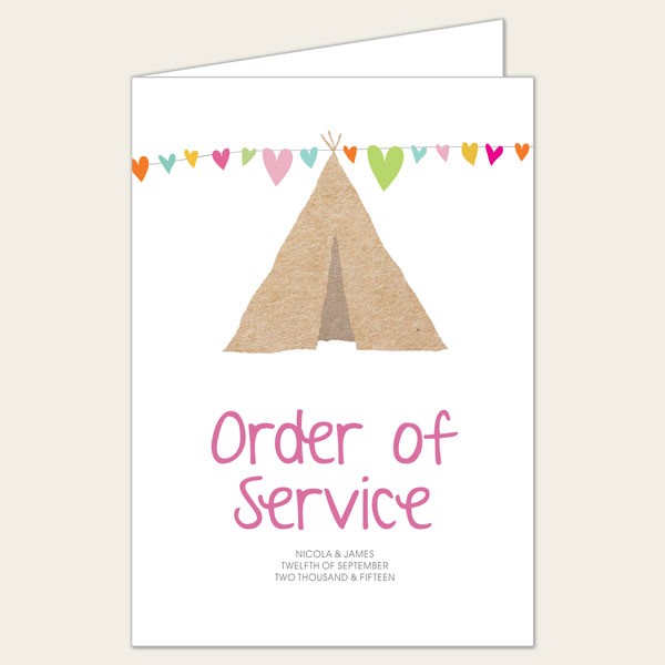 Festival Tipi - Wedding Order of Service