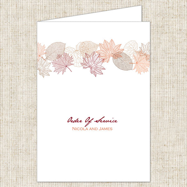 Delicate Autumn Leaves Order of Service Booklet
