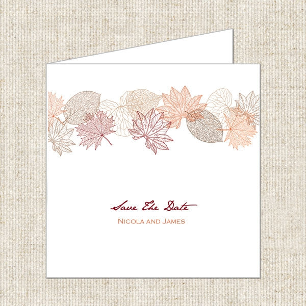 Delicate Autumn Leaves Save The Date Cards