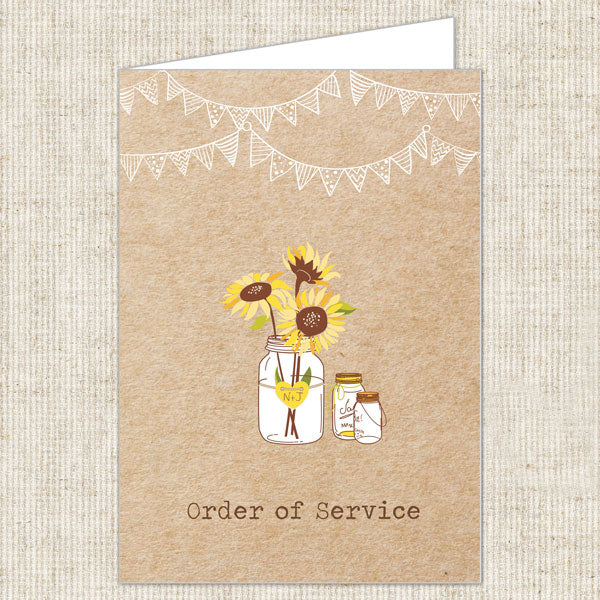 Sunflowers and Bunting Order of Service Booklet