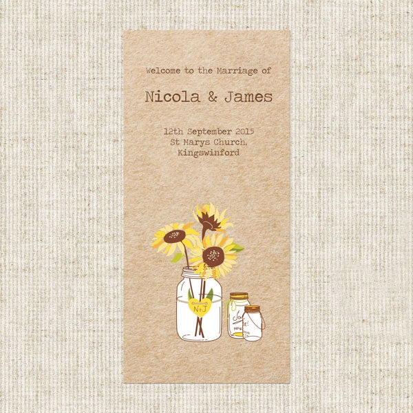 Sunflowers and Bunting Order of Service Concertina