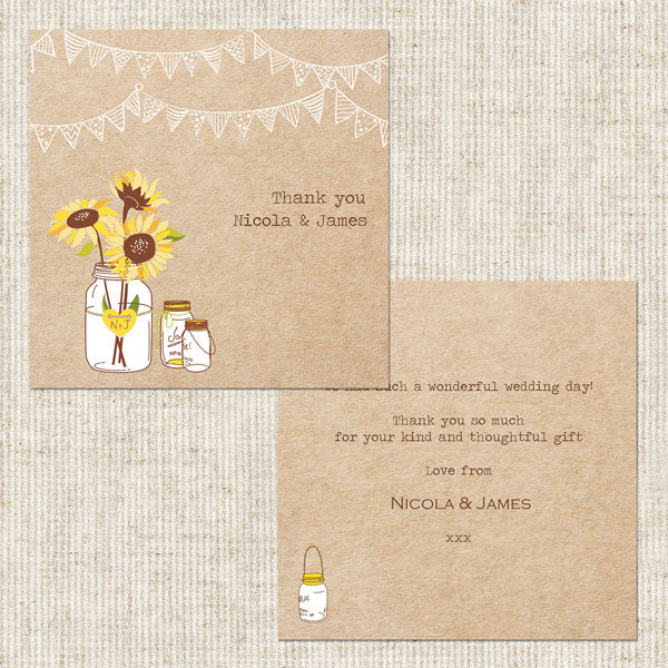 Sunflowers and Bunting Thank You Card