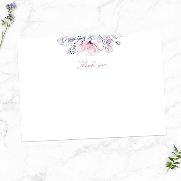 Anniversary Thank You Cards - Lilac & Pink Flowers - Pack of 10