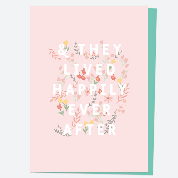 Wedding Card - Blush Floral Typography - Happily Ever After