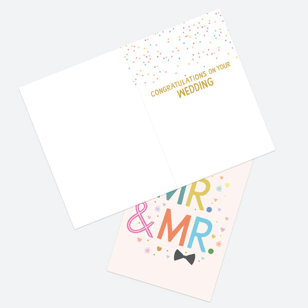 Luxury Foil Wedding Card - Bright Typography - Bow Tie - Mr & Mr