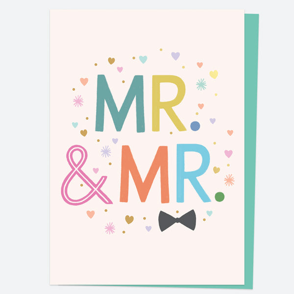 Luxury Foil Wedding Card - Bright Typography - Bow Tie - Mr & Mr