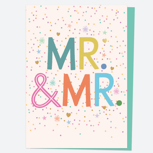 Luxury Foil Wedding Card - Bright Typography - Stars - Mr & Mr