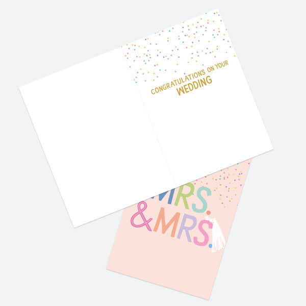 Luxury Foil Wedding Card - Bright Typography - Veil - Mrs & Mrs