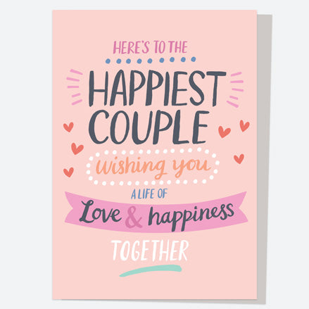 Wedding Card - Casual Lettering - Happiest Couple