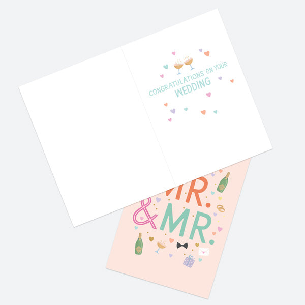 Luxury Foil Wedding Card - Cute Icons - Mr & Mr