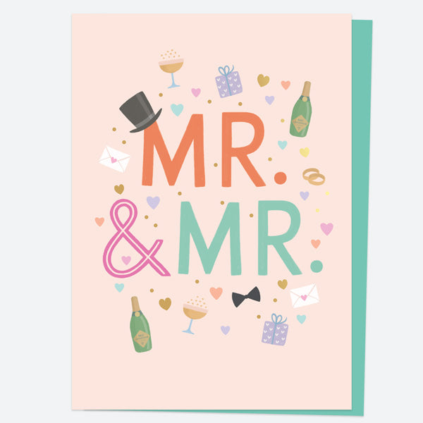 Luxury Foil Wedding Card - Cute Icons - Mr & Mr