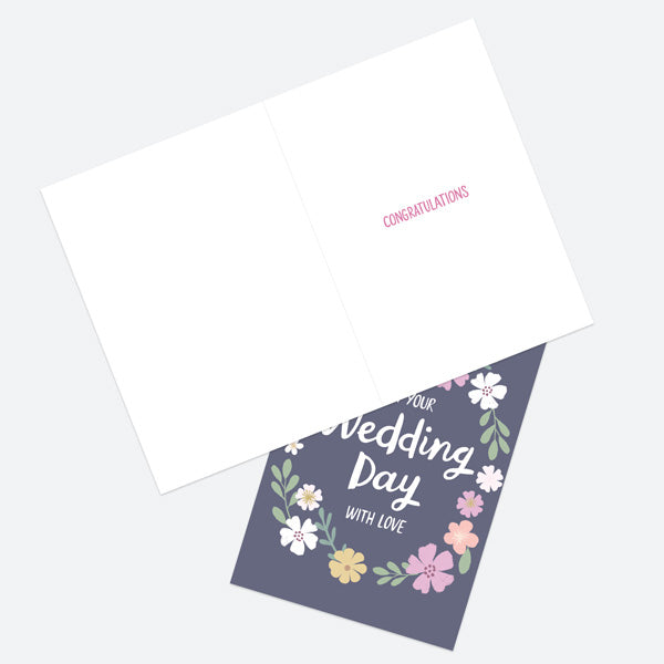 Wedding Card - Floral Lettering - Wedding Day