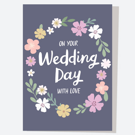 Wedding Card - Floral Lettering - Wedding Day