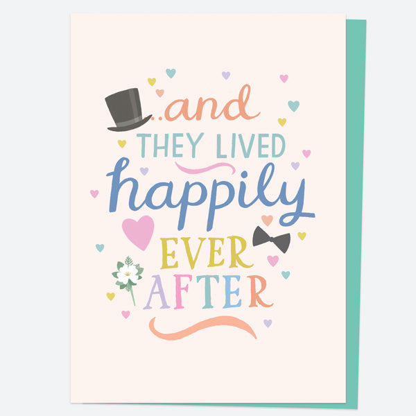 Wedding Card - Homespun Typography - Mr & Mr Happily Ever After