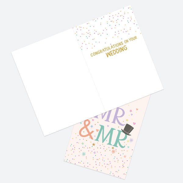 Luxury Foil Wedding Card - Homespun Typography - Mr & Mr Top Hat