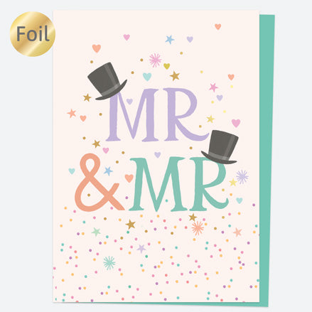 Luxury Foil Wedding Card - Homespun Typography - Mr & Mr Top Hat