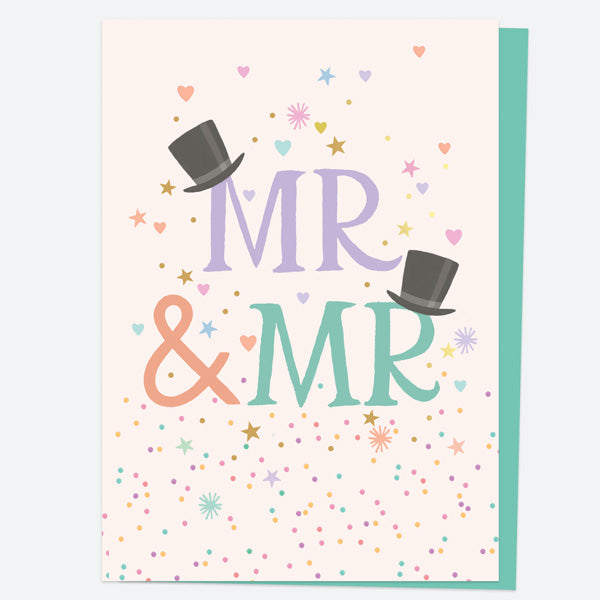 Luxury Foil Wedding Card - Homespun Typography - Mr & Mr Top Hat