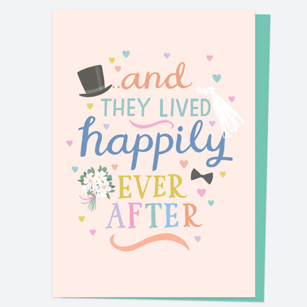Wedding Card - Homespun Typography - Mr & Mrs Happily Ever After