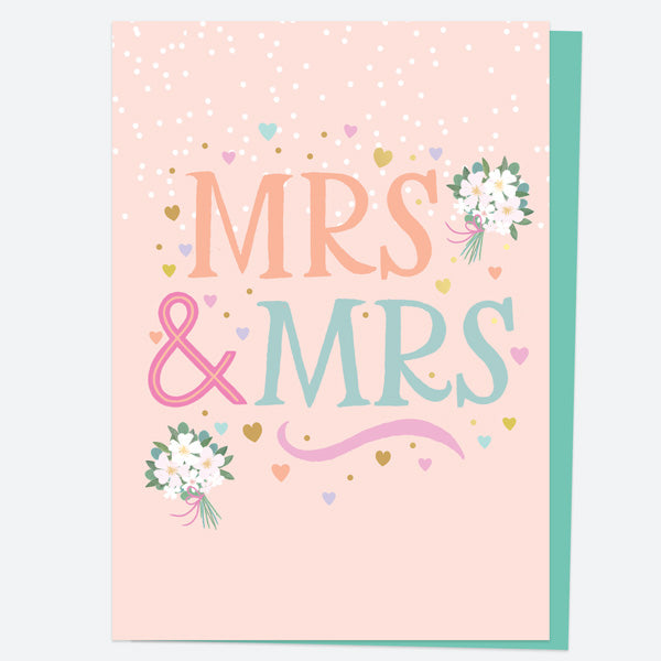 Luxury Foil Wedding Card - Homespun Typography - Mrs & Mrs Bouquet