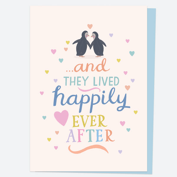 Wedding Card - Penguins - Happily Ever After