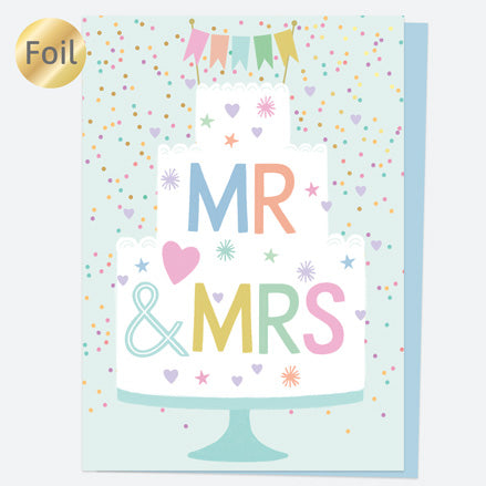 Luxury Foil Wedding Card - Tiered Cake - Mr & Mrs