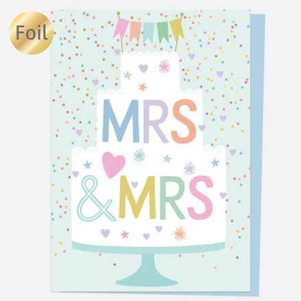 Luxury Foil Wedding Card - Tiered Cake - Mrs & Mrs