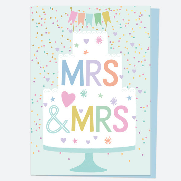 Luxury Foil Wedding Card - Tiered Cake - Mrs & Mrs