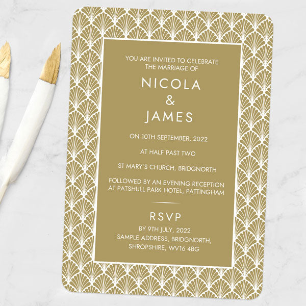 Art Deco Elegance Iridescent Wedding Invitation