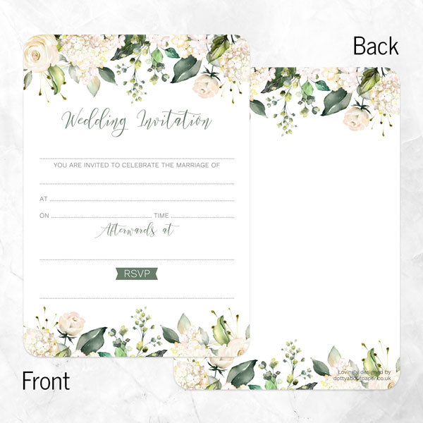White Flower Garland - Ready to Write Wedding Invitations