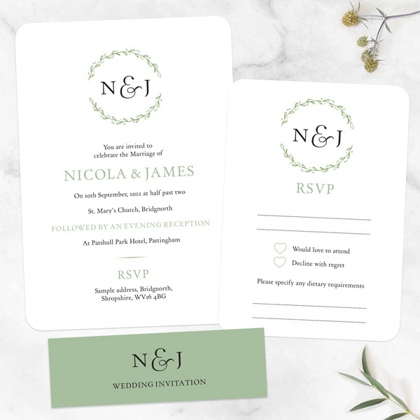 Monogram Foliage - Boutique Wedding Invitations